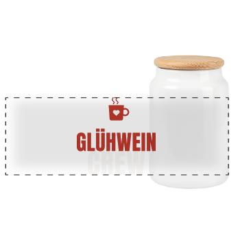 Glühwein Crew Weihnachtsmarkt Tasse Team Winter - Panorama Keksdose mit Holzdeckel - Weiß - Vorne