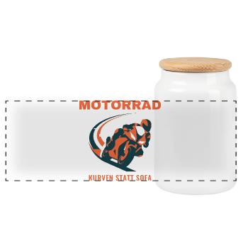 Motorrad Kurven Statt Sofa Biker Geschenk - Panorama Keksdose mit Holzdeckel - Weiß - Vorne