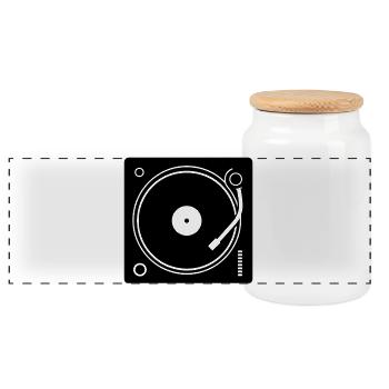 DJ turntable - Panoramic Cookie Jar with Wooden Lid - white - Front