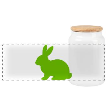 Heller Hase Silhouette - Panorama Keksdose mit Holzdeckel - Weiß - Vorne