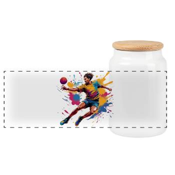 Handball Handballer Handball Trainer Fan Geschenk - Panorama Keksdose mit Holzdeckel - Weiß - Vorne