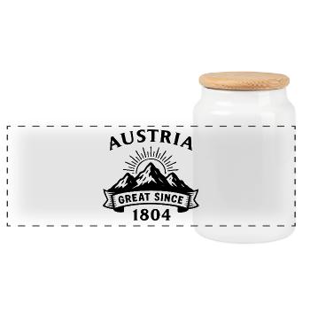 Austria great since 1804 (Kaisertum) - Panorama Keksdose mit Holzdeckel - Weiß - Vorne