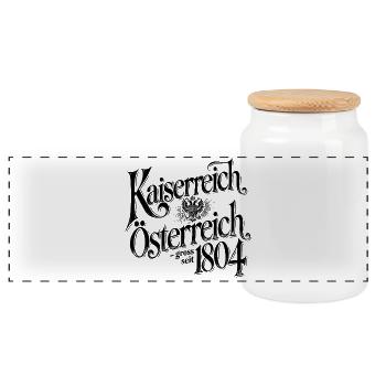 Kaiserreich Oesterreich - gross seit 1804 - Panorama Keksdose mit Holzdeckel - Weiß - Vorne