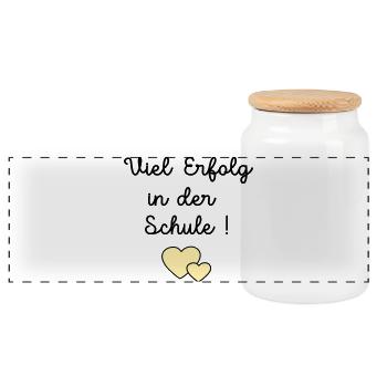 Erfolg Schule Herz - Panorama Keksdose mit Holzdeckel - Weiß - Vorne