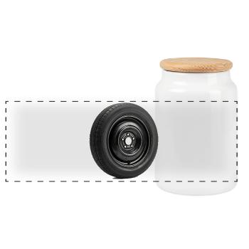 Car Wheel - Panorama Keksdose mit Holzdeckel - Weiß - Vorne