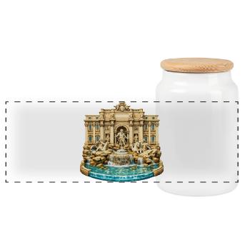 Trevi-Brunnen - Panorama Keksdose mit Holzdeckel - Weiß - Vorne
