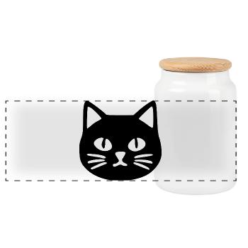 Katzengesicht Katze Geschenk Katzenliebhaber - Panorama Keksdose mit Holzdeckel - Weiß - Vorne