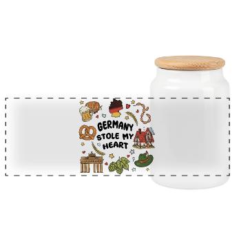 Germany Souvenir - Panorama Keksdose mit Holzdeckel - Weiß - Vorne