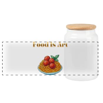Food Is Art ... Spaghetti mit Fleischbällchen - Panorama Keksdose mit Holzdeckel - Weiß - Vorne