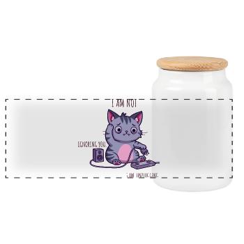 I’m Not Ignoring You, I’m Unplugging - Panoramic Cookie Jar with Wooden Lid - white - Front