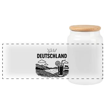 Deutschland - Urlaubsstimmung - Panorama Keksdose mit Holzdeckel - Weiß - Vorne
