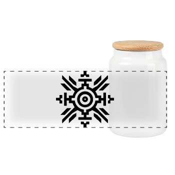 Aztec sun - Panoramic Cookie Jar with Wooden Lid - white - Front