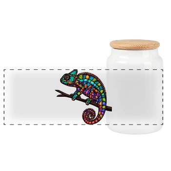 Show off your colors - Panoramic Cookie Jar with Wooden Lid - white - Front
