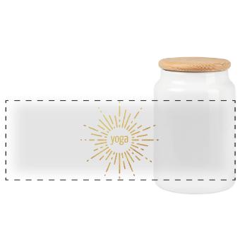 Yoga Sun Yogi Gold Sun Rays Luxury Meditates - Panoramic Cookie Jar with Wooden Lid - white - Front