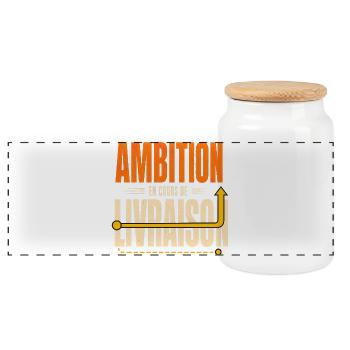 Ambition en cours de livraison - Citation - Boîte à biscuits avec couvercle en bois - blanc - Devant