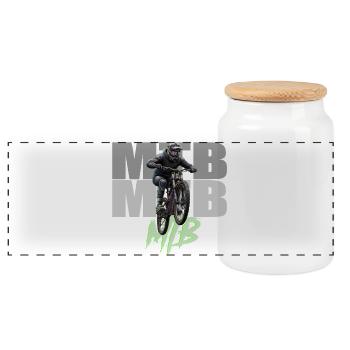 MTB - Panoramic Cookie Jar with Wooden Lid - white - Front