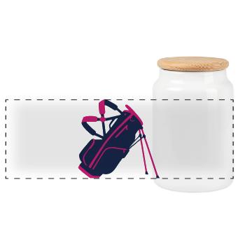 Golf Bag Equipment Icon - Panoramic Cookie Jar with Wooden Lid - white - Front