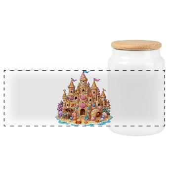 Coquillages de château de sable côtiers - Boîte à biscuits avec couvercle en bois - blanc - Devant
