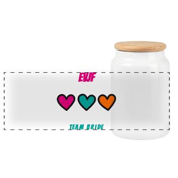 Bachelorette party. BRIDE. TEAM. TEAM MARIEE. BRIDE-TO-BE - Panoramic Cookie Jar with Wooden Lid - white - Front