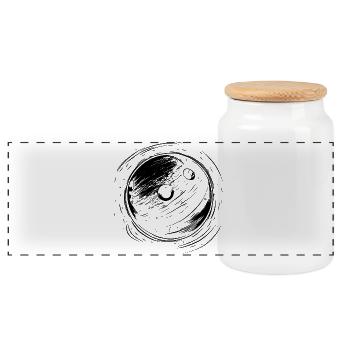 Bowling Ball Line Art - Panoramic Cookie Jar with Wooden Lid - white - Front
