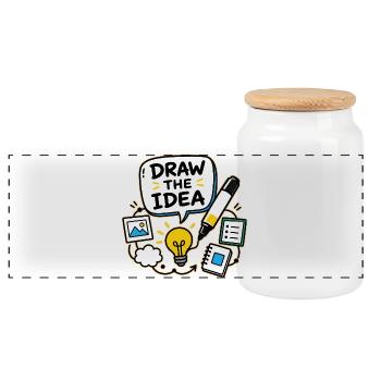 DRAW THE IDEA - Panoramic Cookie Jar with Wooden Lid - white - Front