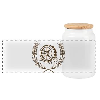Moulin à roue – symbole artisanal du boulanger - Boîte à biscuits avec couvercle en bois - blanc - Devant