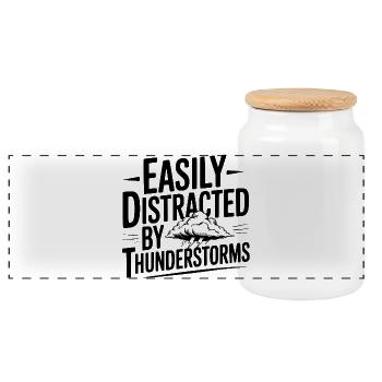 Facilement distrait par les orages - Boîte à biscuits avec couvercle en bois - blanc - Devant