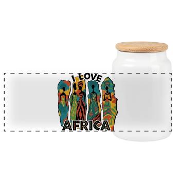 I LOVE AFRICA - Panoramic Cookie Jar with Wooden Lid - white - Front
