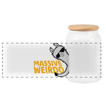 Massive weirdo Komischer Weirdo Lustig Spruch Lama - Panorama Keksdose mit Holzdeckel - Weiß - Vorne