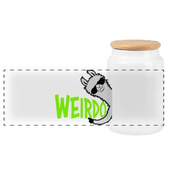 Weirdo Komischer Lustiger Spruch Lama Sonnenbrille - Panorama Keksdose mit Holzdeckel - Weiß - Vorne