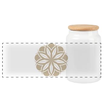 Mandala Blütenstern Ethno Beige - Panorama Keksdose mit Holzdeckel - Weiß - Vorne