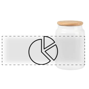 Analytics Tortendiagramm-Linien-Symbol - Panorama Keksdose mit Holzdeckel - Weiß - Vorne