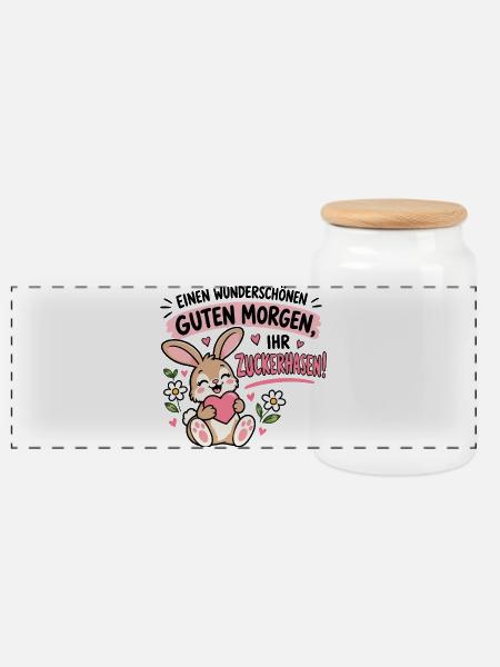 Wunderschönen guten Morgen, ihr Zuckerhasen! - Panorama Keksdose mit Holzdeckel - Weiß