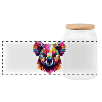 Geometrischer Regenbogen Koala - Panorama Keksdose mit Holzdeckel - Weiß - Vorne