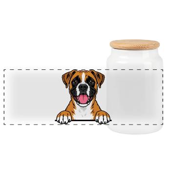 Boxer - Panorama Keksdose mit Holzdeckel - Weiß - Vorne