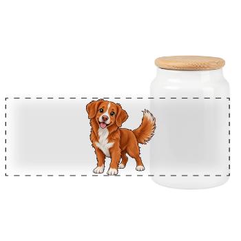 Nova Scotia Retriever Kawaii Style - Panorama Keksdose mit Holzdeckel - Weiß - Vorne