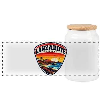 Lanzarote - Islas Canarias - Kanaren - Spanien - Panorama Keksdose mit Holzdeckel - Weiß - Vorne