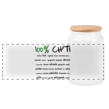 100% Ch'ti - Boîte à biscuits avec couvercle en bois - blanc - Devant