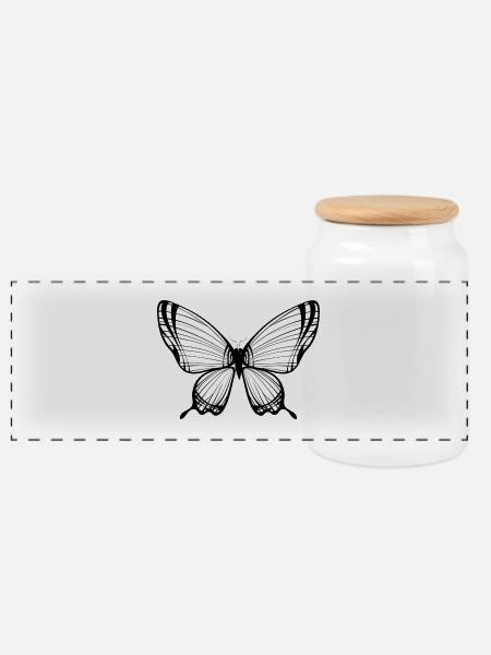 Schmetterling - Panorama Keksdose mit Holzdeckel - Weiß