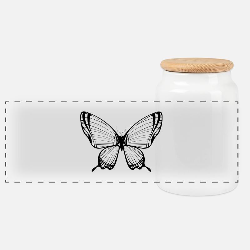 Schmetterling - Panorama Keksdose mit Holzdeckel - Weiß