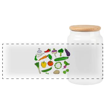 légume - Boîte à biscuits avec couvercle en bois - blanc - Devant