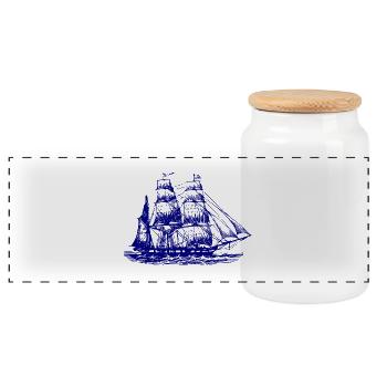 voilier - Boîte à biscuits avec couvercle en bois - blanc - Devant