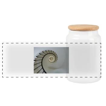 spiral staircase - Panoramic Cookie Jar with Wooden Lid - white - Front