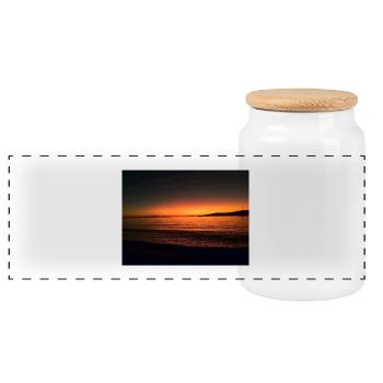 Seehaus. B Sea - Panoramic Cookie Jar with Wooden Lid - white - Front