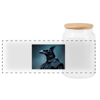 Mystic Eagle Portrait Design - Panoramic Cookie Jar with Wooden Lid - white - Front