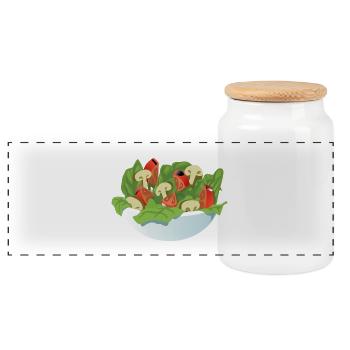 Salat - Panorama Keksdose mit Holzdeckel - Weiß - Vorne