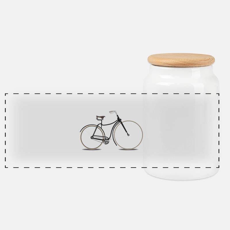 Fahrrad - Panorama Keksdose mit Holzdeckel - Weiß
