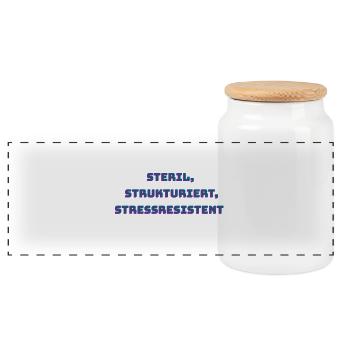 Slogan für medizinisches Personal - Panorama Keksdose mit Holzdeckel - Weiß - Vorne