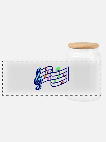 Musik Noten - Panorama Keksdose mit Holzdeckel - Weiß