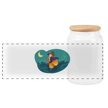La nuit de la nuit de la lune de sorcière - Boîte à biscuits avec couvercle en bois - blanc - Devant